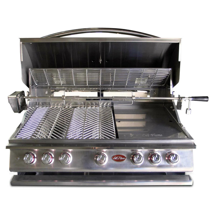 CAL FLAME P5 40 INCH 5 BURNER BUILT-IN GRILL WITH ROTISSERIE, GRIDDLE #BBQ19P05 Built-In Grills Cal Flame   