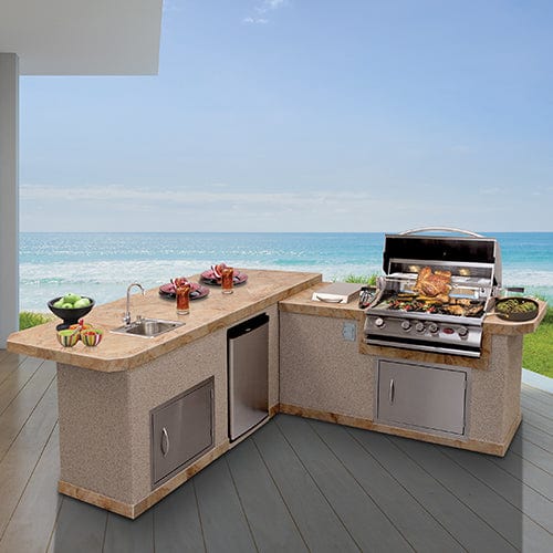 Cal Flame 8 Foot L-shaped Outdoor Bbq Kitchen Island LBK870 Outdoor Kitchen Cal Flame   